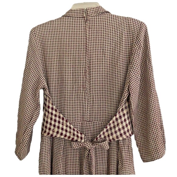 Stuart Allen Gingham Dress Womens Sz 8 VTG 70s USA Midi Vest Cottagecore Pockets - Picture 7 of 15